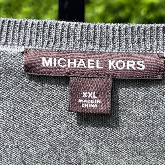 Michael Kors Gray Embroidered Logo 100% Cotton Sweater Size XXL - Picture 3 of 8